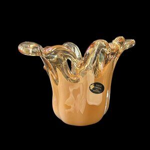 Murano Creamy Peach Crystal Glass Bowl